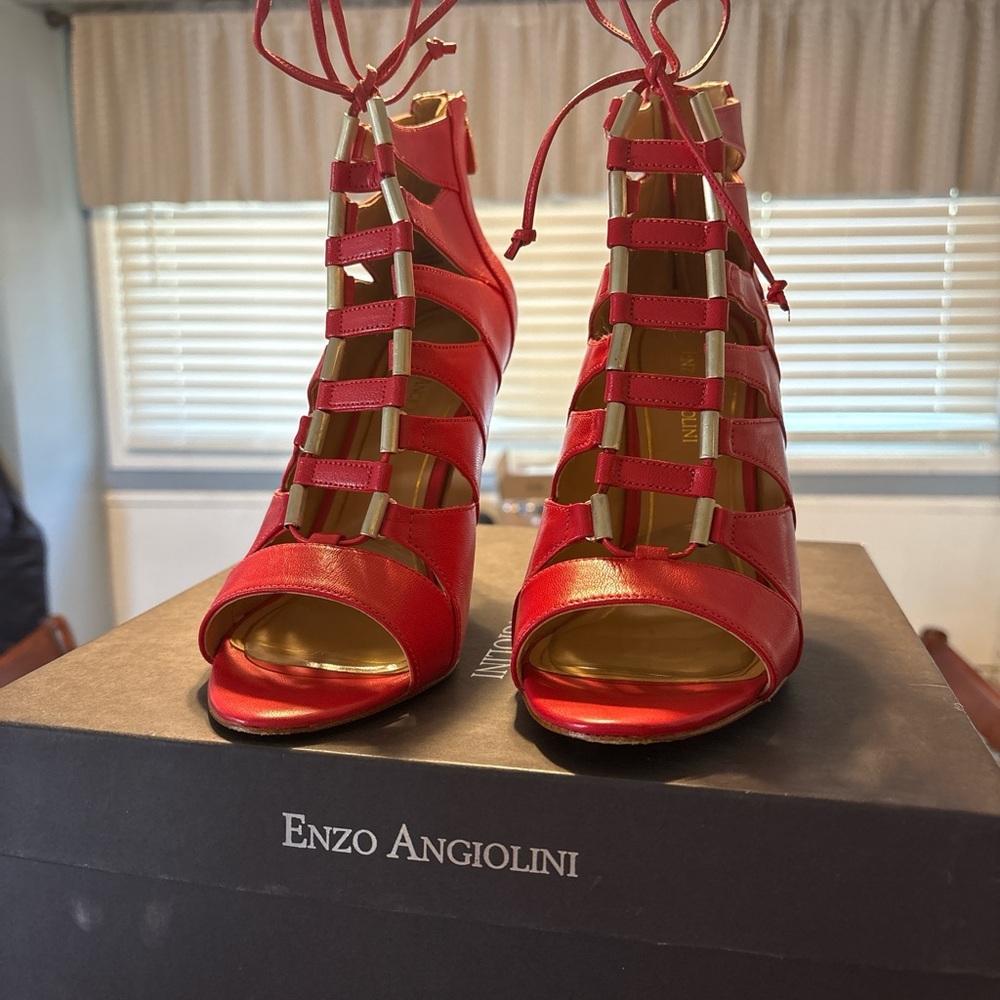 Enzo Angiolini Red Strappy Heels